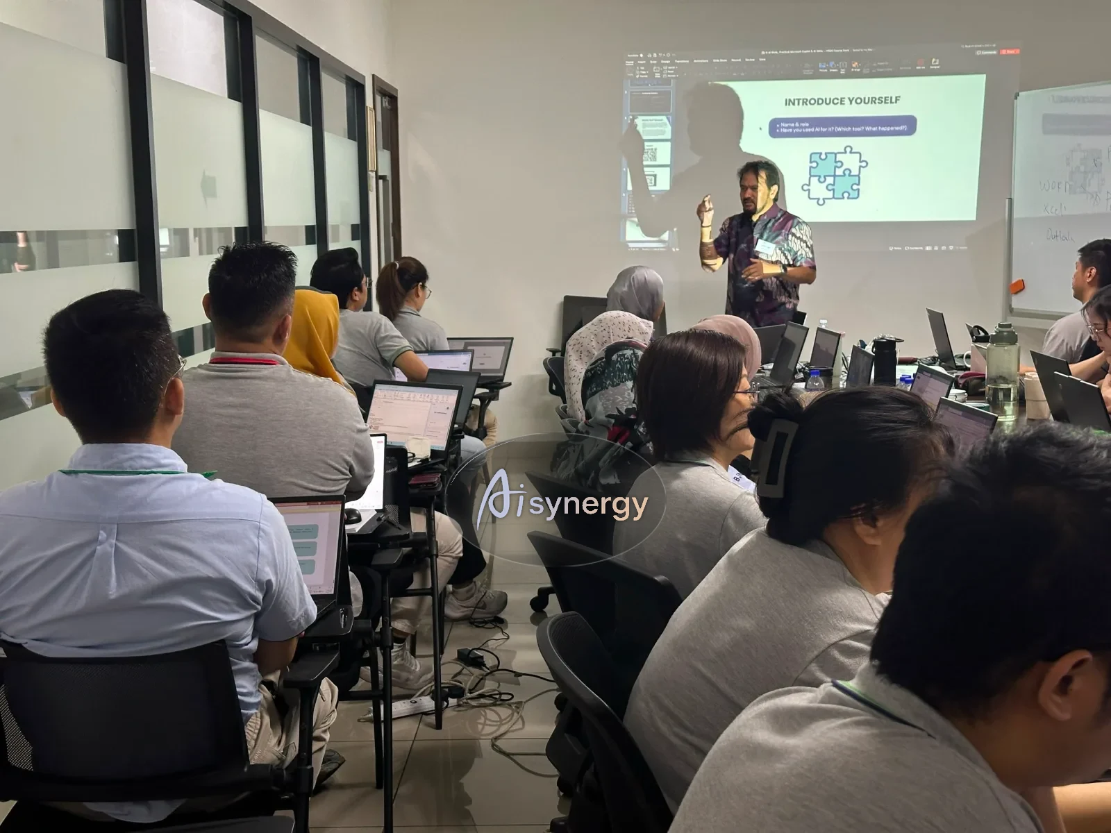 Trainer leading introductions at the start of a session